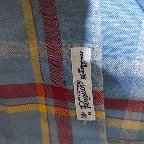 An Original Penguin by Munsingwear button down shirt men's sz M light blue check - Picture 8 of 11